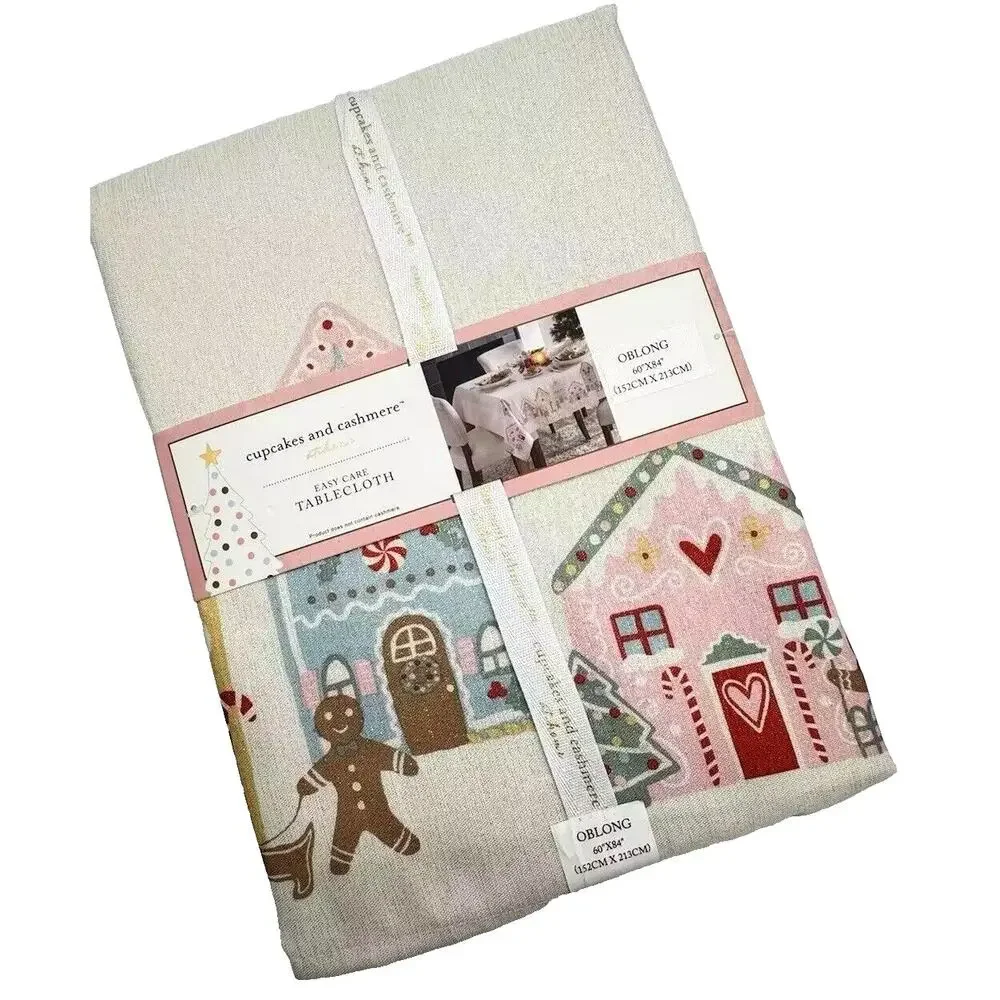 Cupcakes & Cashmere Christmas Gingerbread Man 60x120 Holiday Tablecloth New